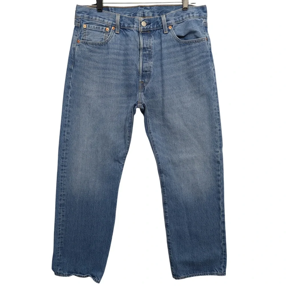 Levis 501 Original Fit Jeans Mens 36x30 Blue Medium Wash Straight Leg‎ Denim